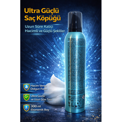 Ultra G��l� Sa� K�p��� 300 ml Vol�m Art�r�c� Uzun S�re Kal�c� Hair Mousse