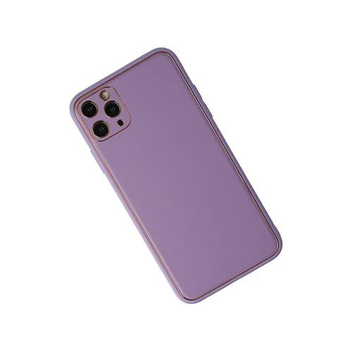 iPhone 11 Pro Max K�l�f Coco Deri Silikon Kapak - Lila