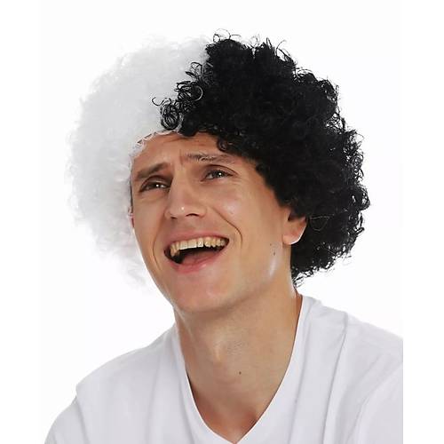 Siyah Beyaz K�v�rc�k Afro Bonus Peruk Taraftar Bonus Sa�