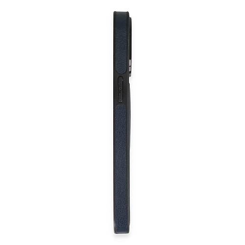 iPhone 15 Pro K�l�f Ozzi Magsafe Deri Kapak - Lacivert