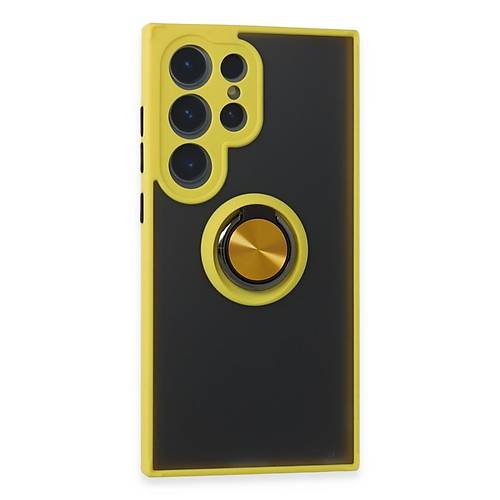 Galaxy S24 Ultra K�l�f Montreal Y�z�kl� Silikon Kapak - Sar�