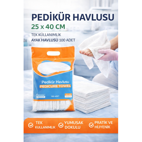Pedik�r Havlusu 25 x 40 cm Tek Kullan�ml�k Ayak Havlusu 100 Adet