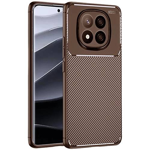 Redmi Note 14 Pro Plus K�l�f Auto Focus Karbon Kapak - Kahverengi