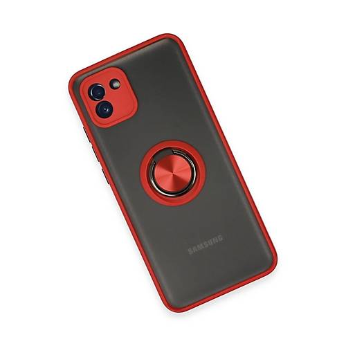 Galaxy A03 K�l�f Montreal Y�z�kl� Silikon Kapak - K�rm�z�