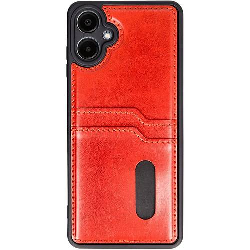 Galaxy A06 K�l�f Sara Kartvizitli Deri K�l�f - K�rm�z�