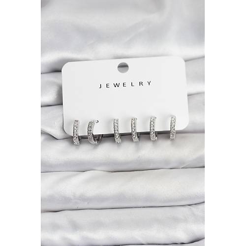 G�m�� Renk Pirin� Zirkon Ta�l� Halka Kad�n K�pe Seti