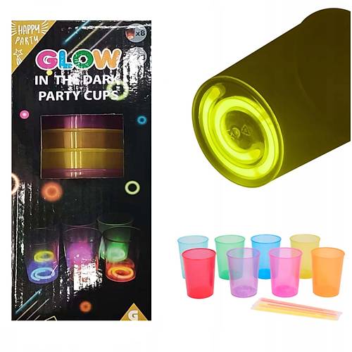 Karanl�kta Yanan Gece I���� Mega Glow Bardaklar 8 Adet 8.5 x 10.5 cm