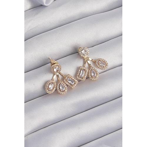 Pirin� Gold Renk Zirkon Ta�l� Geometrik Model K�pe