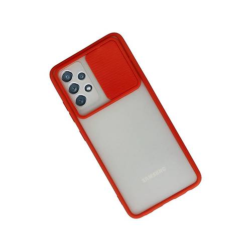 Galaxy A72 K�l�f Palm Buzlu Kamera S�rg�l� Silikon - K�rm�z�