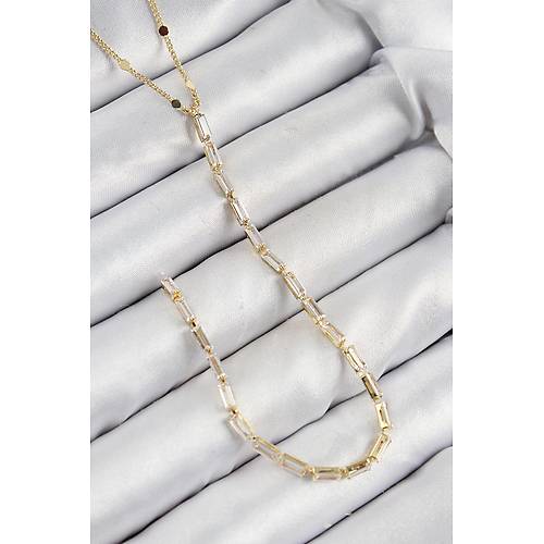Pirin� Zirkon Ta�l� Model Gold Renk Y Kolye