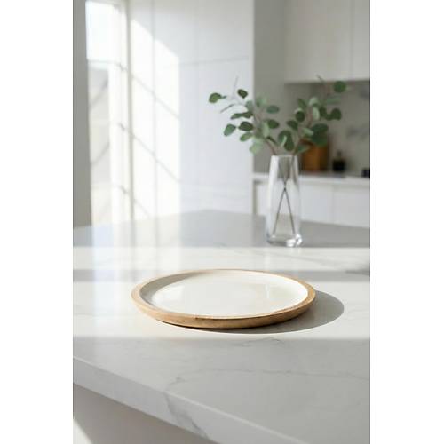 Mango Agac� Servis Taba�� & Sunum Taba�� 25 Cm Krem