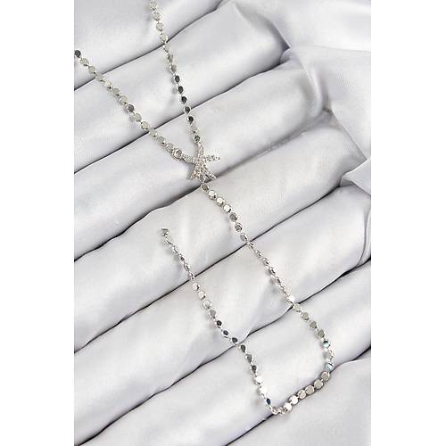 Pirin� Zirkon Ta�l� Ezme Zincirli Deniz Y�ld�z� Model G�m�� Renk Y Kolye