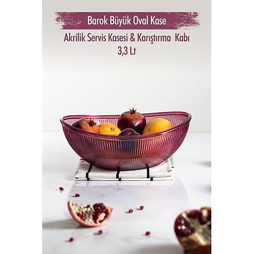 Akrilik Barok M�rd�m B�y�k Oval Meyve & Salata Kasesi & Kar��t�rma Kab� / 3,3 Lt (CAM DE��LD�R)