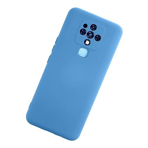 Camon 16 K�l�f Nano i�i Kadife Silikon - Mavi