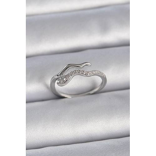 Pirin� G�m�� Renk Zirkon Ta�l� Y�lan Ayarlanabilir Model Kad�n Y�z�k