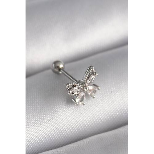 316L �elik G�m�� Renk Zirkon Ta�l� Kelebek Tragus Piercing