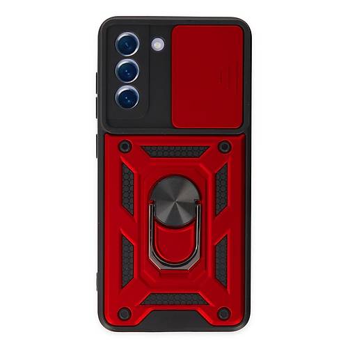 Galaxy S21 FE K�l�f Pars Lens Y�z�kl� Silikon - K�rm�z�