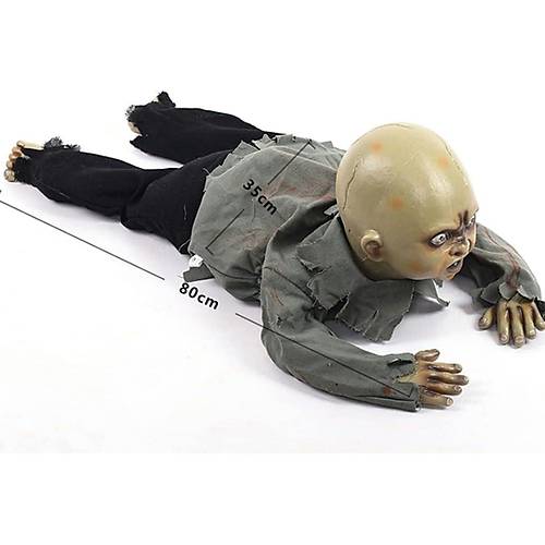 Sesli I��kl� ve Sens�rl� Yerde Emekleyen Hareketli Bebek Hayalet Zombi Dekor 30x85 cm