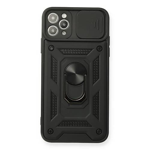 iPhone 11 Pro K�l�f Pars Lens Y�z�kl� Silikon - Siyah