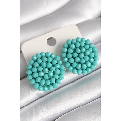 Turkuaz Renk Kristal D��me Model Kad�n K�pe