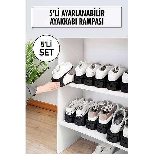 5 Li Set Ayarlanabilir Ayakkab� Rampas� & Ayakkab�l�k D�zenleyici & Organizer