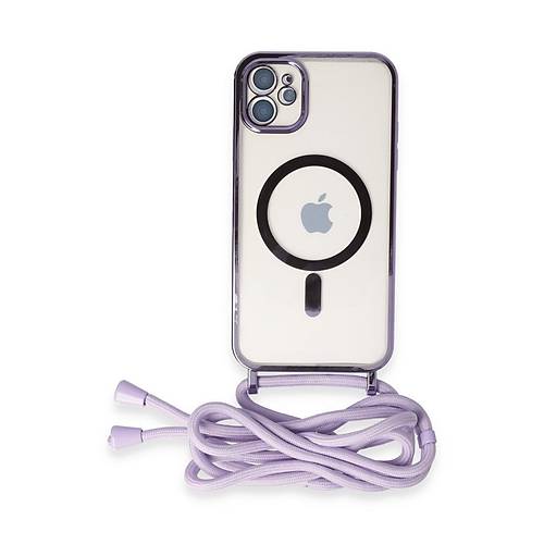iPhone 11 K�l�f Divo Lazer Ask�l� Magsafe Kapak - Lila