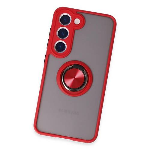 Galaxy S23 K�l�f Montreal Y�z�kl� Silikon Kapak - K�rm�z�