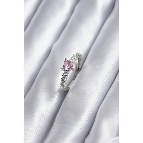 G�m�� Renk Zirkon Ta�l� Pembe Kristal Kalp Model Kad�n Y�z�k