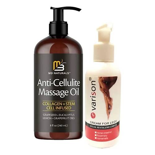 M3 Naturals Anti-Cellulite Massage Oil 240 ml Masaj Ya�� + Varison 120 ml Kremi