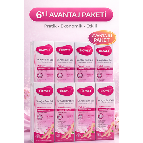 Biowet Pudral� Sir A�da Bant Seti 41�li Hassas Ciltler ��in Rosehip Vitamin E Epilasyon Seti 6 Paket