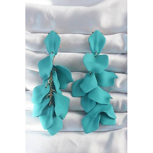 Pirin� Turkuaz Renk Sallant�l� Yaprak Model K�pe