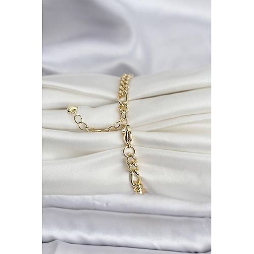 14K Gold Renk Kaplama Lazerli Zincir Model CM Kad�n Bileklik