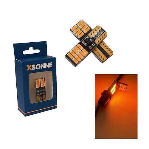 T10 Led Ampul 24 Ledli Canbusl� Park Ampul� 2'li Tak�m Turuncu