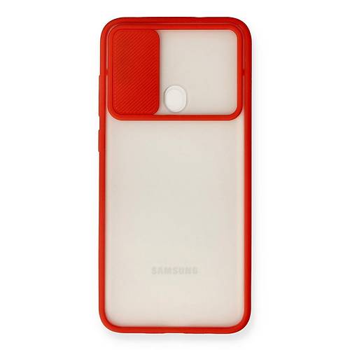 Galaxy A11 K�l�f Palm Buzlu Kamera S�rg�l� Silikon - K�rm�z�