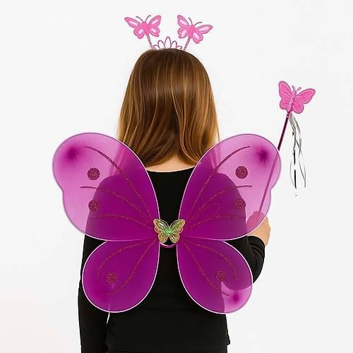 Fu�ya Kelebek K�z Seti � 50 cm Kelebek Kanad�, Ta� ve Asa
