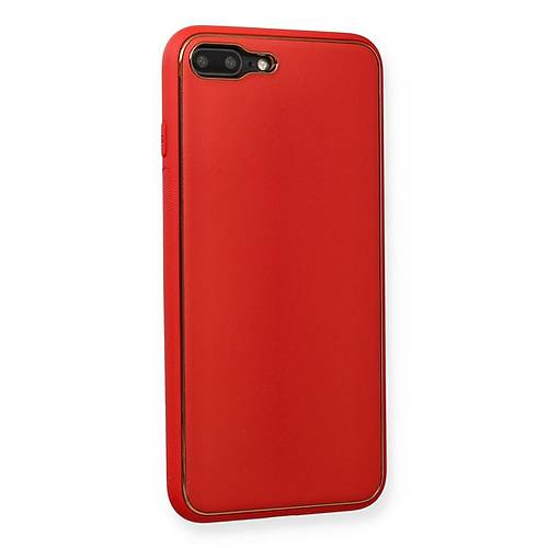 iPhone 7 Plus K�l�f Coco Deri Silikon Kapak - K�rm�z�