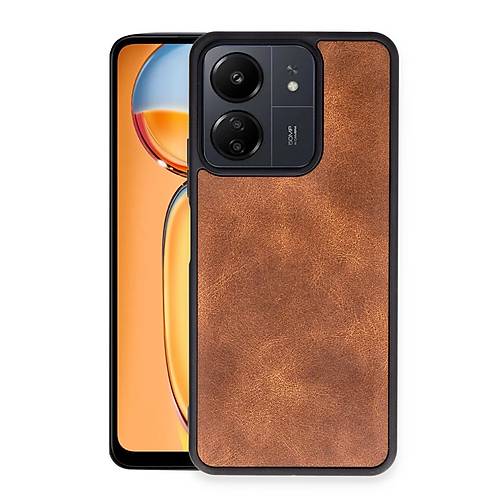 Redmi 13C K�l�f Aras Deri Kapak - Taba