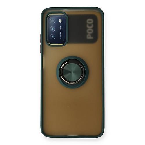 Redmi 9T K�l�f Montreal Y�z�kl� Silikon Kapak - Ye�il