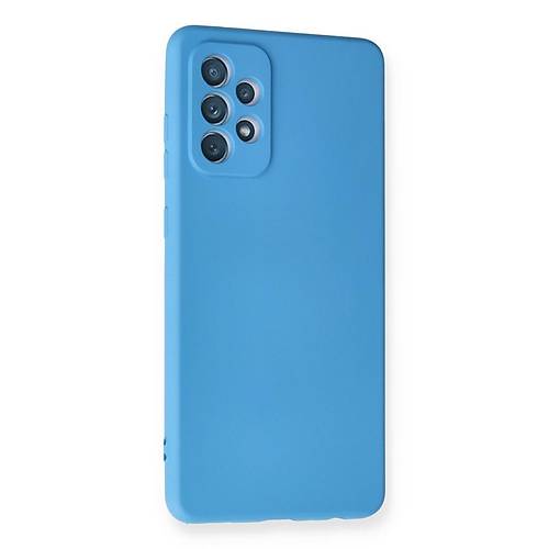 Galaxy A72 K�l�f Nano i�i Kadife Silikon - Mavi