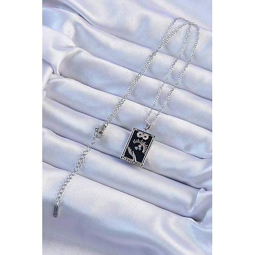 316L �elik Zincir G�m�� Renk Zirkon Ta�l� Sonsuzluk Fig�rl� Tarot Kolye