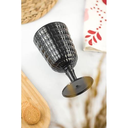 Allegra Siyah 6�l� Kadeh Bardak Seti 750 ml Akrilik Malzeme - Cam De�ildir K�r�lmaya Dayan�kl�