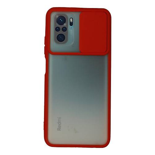 Redmi Note 10 K�l�f Palm Buzlu Kamera S�rg�l� Silikon - K�rm�z�