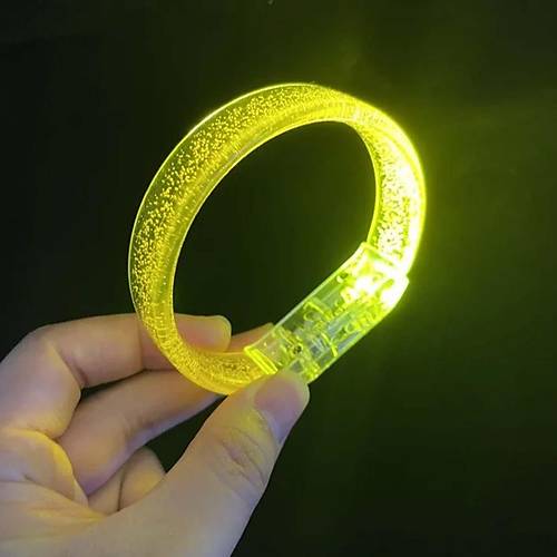 Sar� Led I��kl� Bask� Yap�labilen Pilli Bileklik Bilezik 1,5 cm Geni�lik