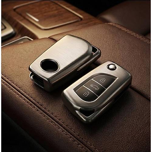 Toyota Corolla Auris Yaris Avensis Uyumlu Smart 3 Buton Silikon Oto Anahtar Kumanda Kab� K�l�f Gri