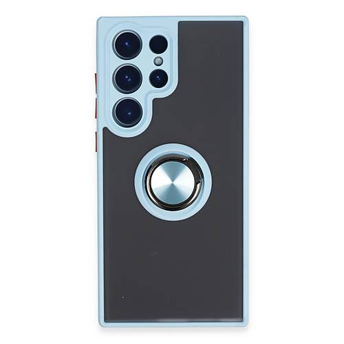 Galaxy S23 Ultra K�l�f Montreal Y�z�kl� Silikon Kapak - Buz Mavi