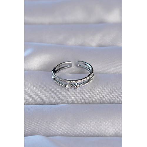 Pirin� G�m�� Renk Zirkon Ta�l� Kalpli Su Yolu Model Ayarlanabilir Y�z�k