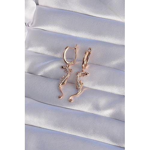 XUP�NG Rose Renk Zirkon Ta�l� Kertenkele Model Halka K�pe