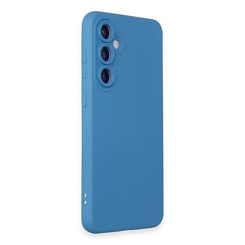 Galaxy S24 K�l�f Nano i�i Kadife Silikon - Mavi