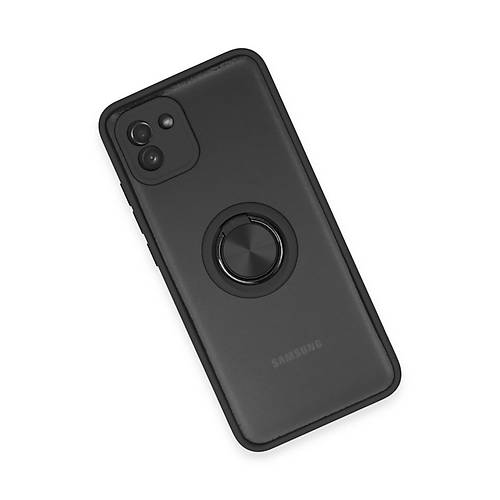 Galaxy A03 K�l�f Montreal Y�z�kl� Silikon Kapak - Siyah