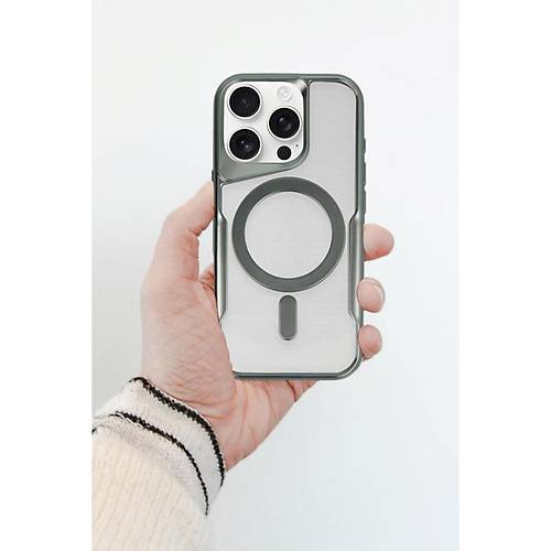 iPhone 11 Pro Max K�l�f Boyi Magsafe Silikon Kapak - Titan Gri